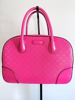 Gucci Authentuc Diamante Pink Leather 2-Way Bowler/Top Handle/Crossbody
